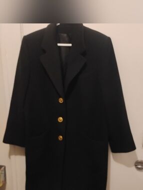 Fleurette Cashmere Women's Trench Coat Gold Buttons M/L